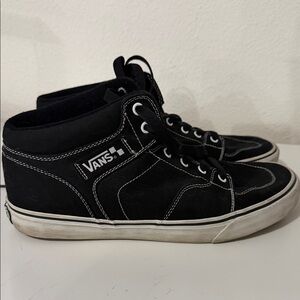 Vans Black Mid-Top Sneakers with White Sole